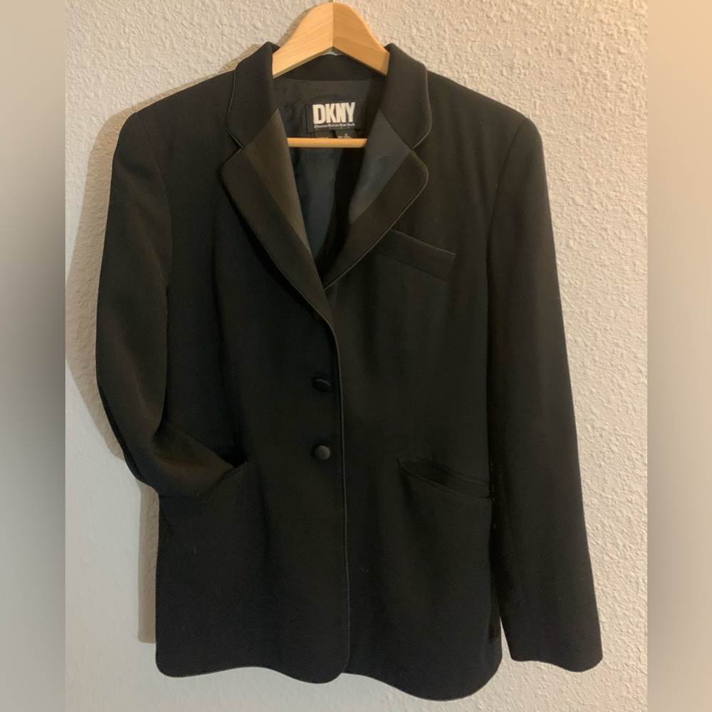 Vintage DKNY wool blazer black size 8